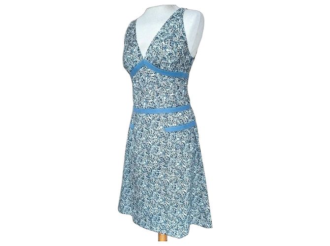 Cacharel Liberty Baumwollkleid Mini Weiß Blau