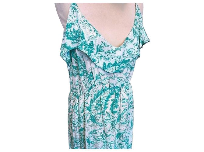 Antik Batik Light Fluide Kleid XL Weiß Grün