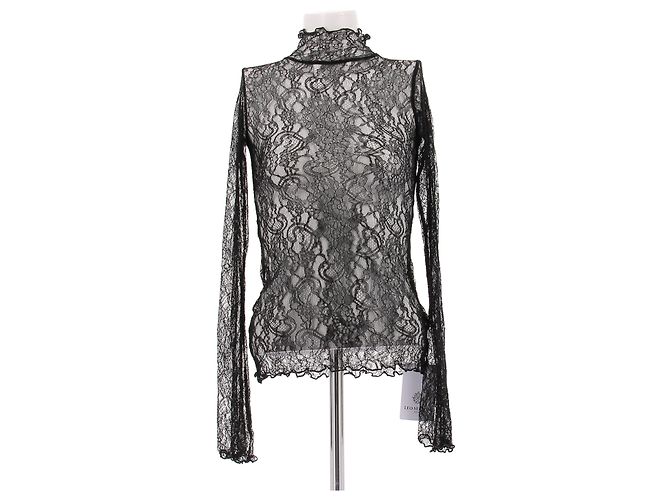 Autre Marque Top de encaje negro LEO SEASON