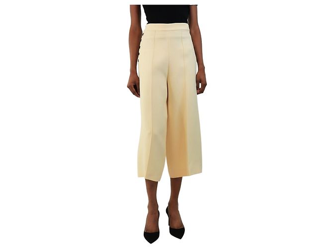 Autre Marque Weiße cropped Leinenhose - Größe XS
