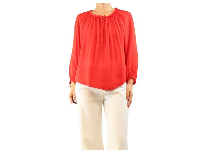 Emilio Pucci Rote transparente Seidenbluse - size UK 10