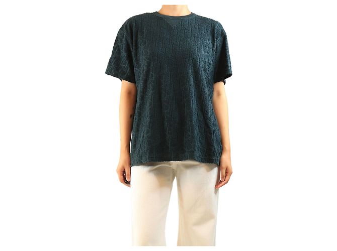 Autre Marque Camiseta monograma de towelling verde oscuro - size S
