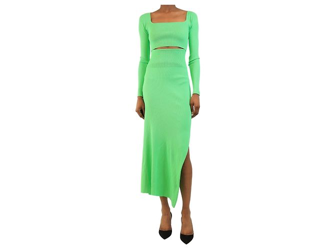 A.L.C Geripptes Kleid mit Cut-Outs grün - size S