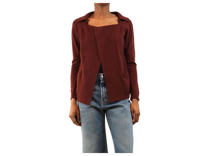 Max Mara Offener Cardigan aus Wolle in Kastanienbraun - size M Rot