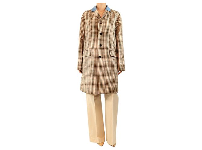Marni Brown check wool coat - size UK 10