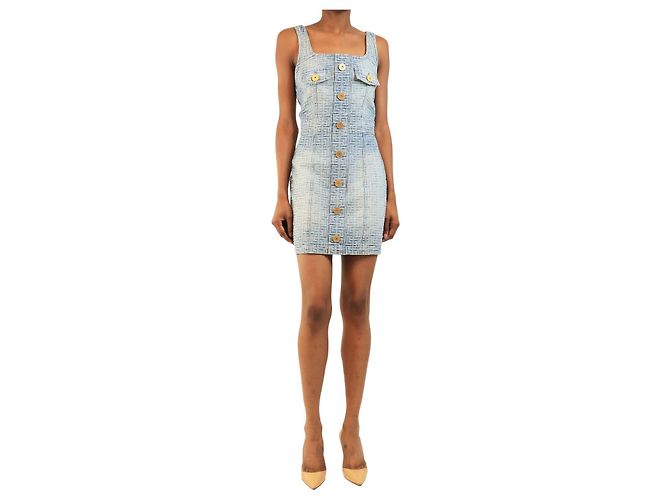 Balmain Mini abito in denim blu - size UK 8