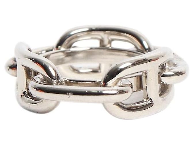 Hermès Silver Regate scarf 90 ring Silvery