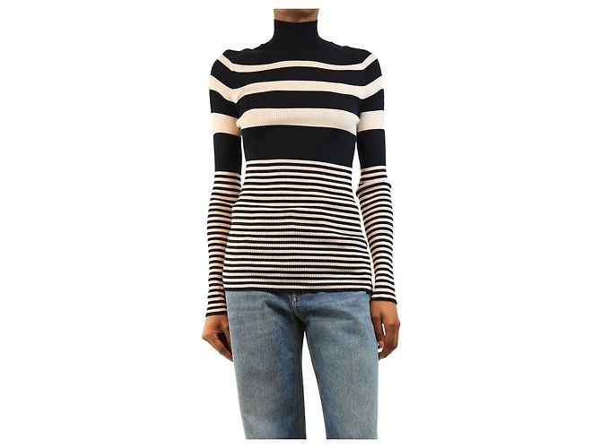 Moncler Langarmshirt mit Streifen in Marineblau - Größe S