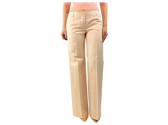 Chloé Pantaloni classici in cotone beige - size UK 12