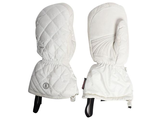 Bogner White quilted ski mittens