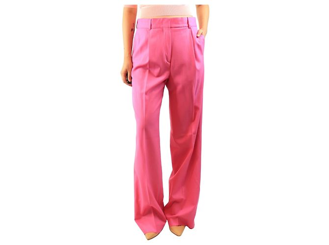Msgm Pantaloni in lana plissé rosa - size UK 10