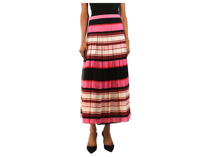 Valentino Gonna midi a righe rosa - size UK 8