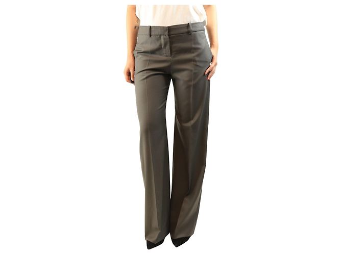 Chloé Calças de lã ajustadas verde exército - size UK 12