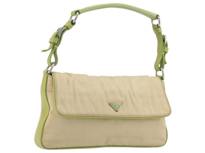Bolsa de Ombro PRADA Nylon Beige Silver