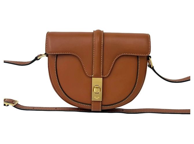 Céline Celine 16 Seize Besace Logo Hardware Leather Mini Shoulder Bag Marron