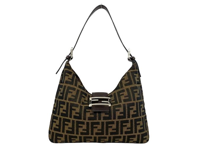 FENDI Vintage Zucca FF Logo Pattern Handtasche Braun Schwarz