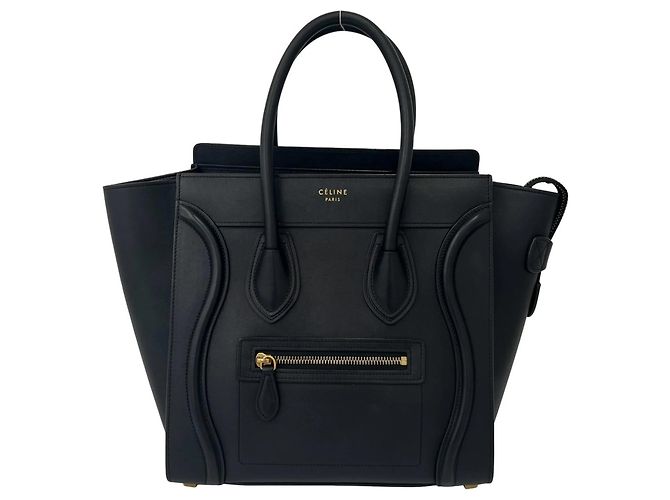 Céline Celine Luggage Micro Shopper Handbag Black