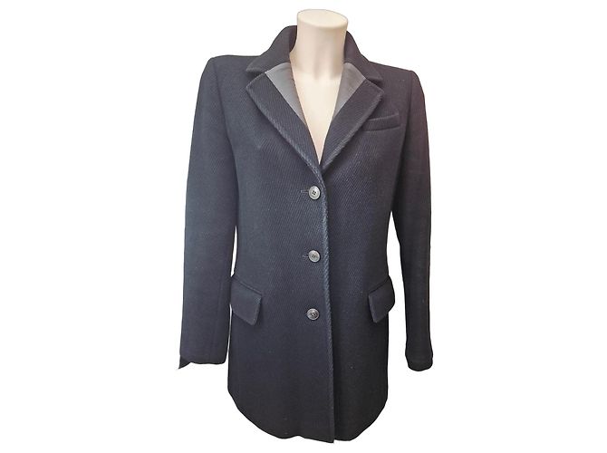 Miu Miu Single-Breasted Black Wool Coat