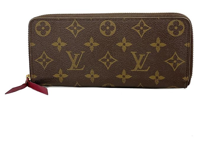 Louis Vuitton Monogram Portefeuille Clemence Long Wallet Brown Fuschia