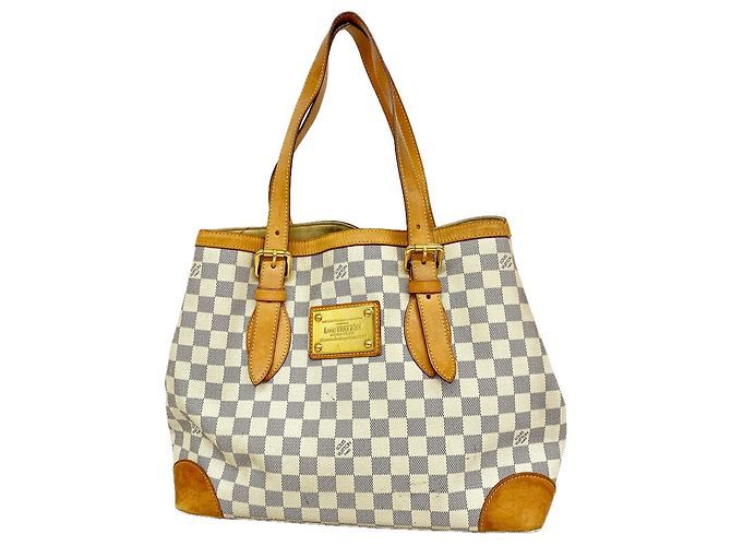 Saco Tote Louis Vuitton Damier Azur Hampstead MM Branco