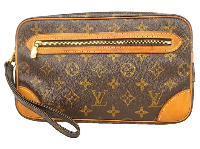 Sac pochette Louis Vuitton Monogram Marly Dragonne GM Marron