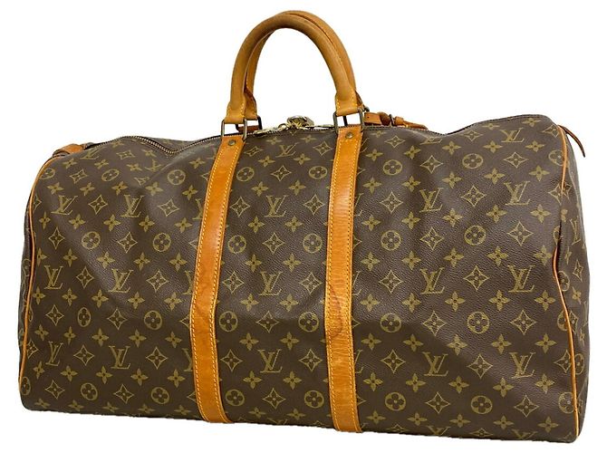 Louis Vuitton Brown Boston Monogram Keepall 55 Marrone
