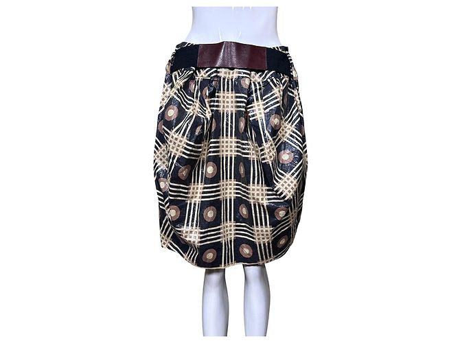 Marni Gonna Bubble a quadri marrone e beige