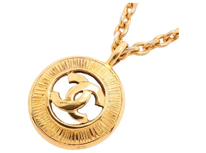 Collier Chanel Coco Mark Circle plaqué or Doré