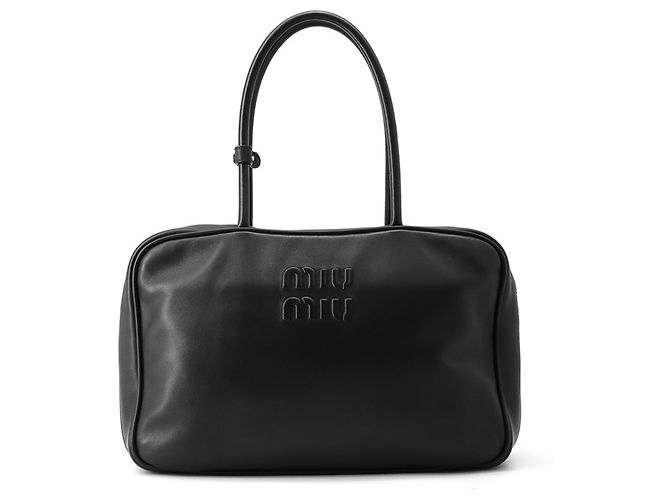 Saco Tote em couro Miu Miu Preto