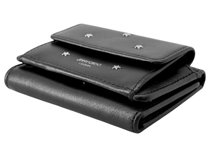 Jimmy Choo Nemo Studded Tri-fold Wallet Black
