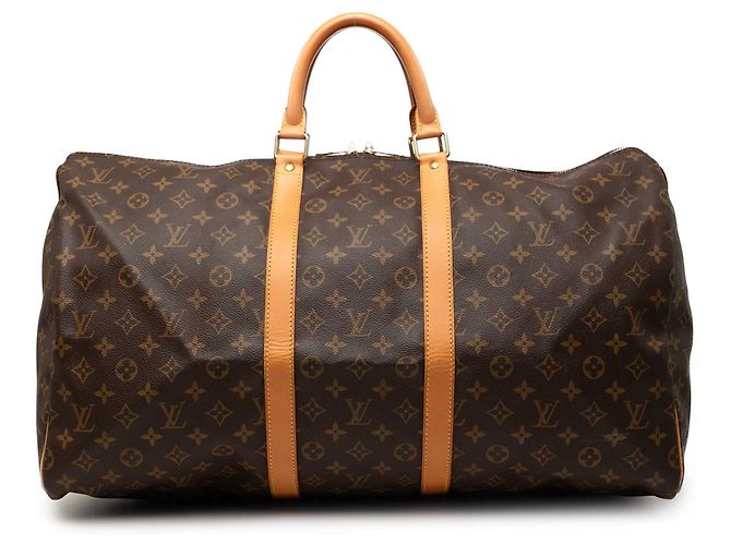 Louis Vuitton Brown Monogram Keepall 55 Marrom