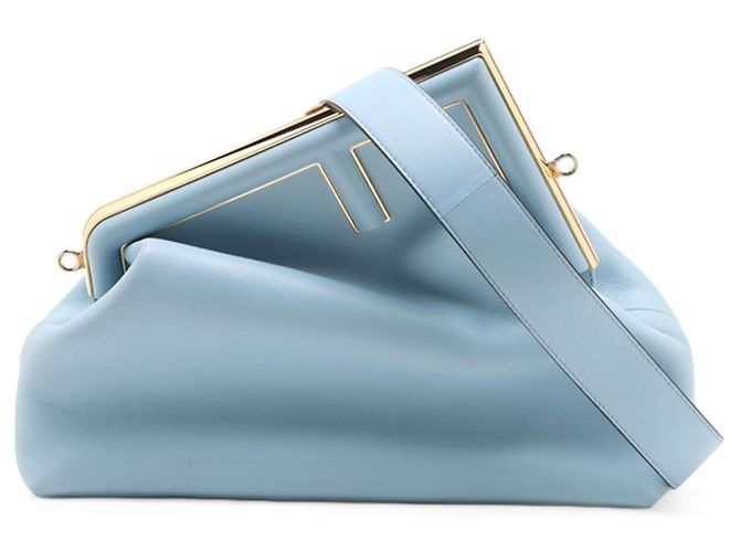 Borsa a tracolla Fendi First in pelle blu Medium