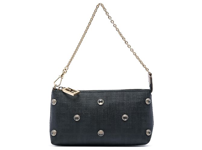 Pochette Fendi Spalmati con catena e borchie nera Nero
