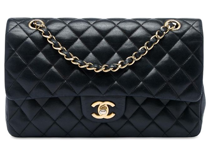 Chanel Black Medium Classic Lambskin Double Flap Noir