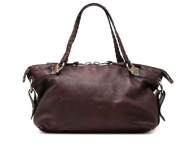 Gucci Bamboo Bar Tote aus Leder in Rot, Größe Medium Bordeaux