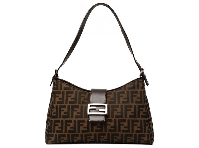 Borsa a tracolla Fendi Brown Zucca Canvas Marrone