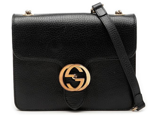 Gucci Borsa a tracolla Interlocking G in pelle di vitello Dollar Small nera Nero