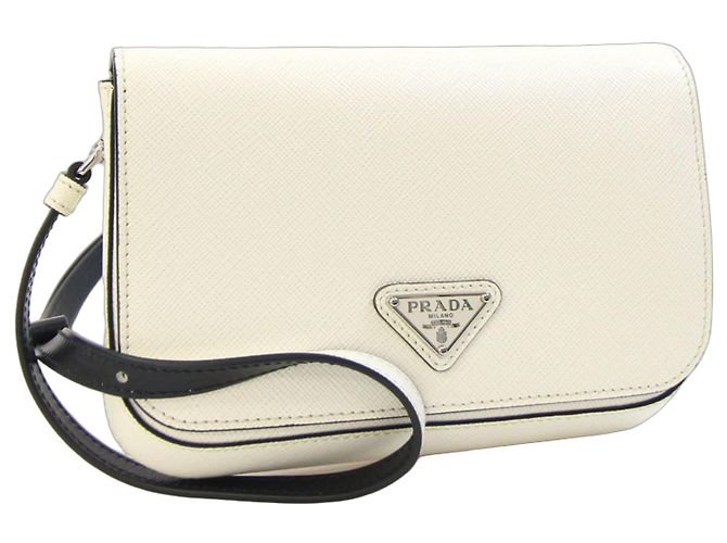 Bolsa de ombro em couro Prada Preto Branco