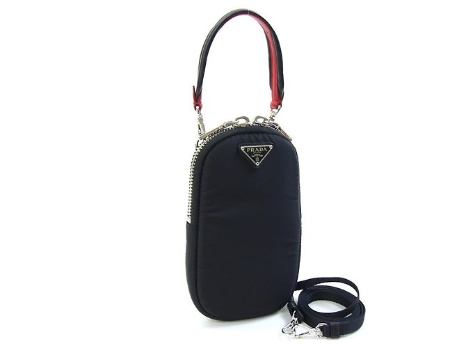 Prada Bicolor Pochette Shoulder Bag Black Red