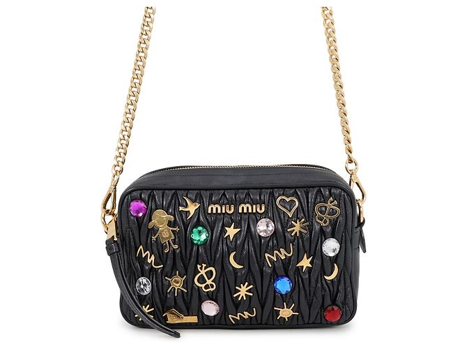 Miu Miu Matelassé Chain Shoulder Bag Black