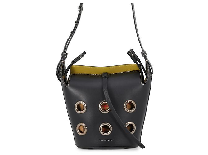 Borsa a secchiello in pelle Burberry Nova Check Nero