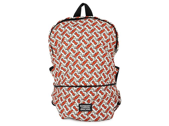 Mochila Burberry TB Monogram em nylon Branco Bege Laranja