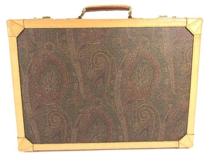 Bolsa de mão em couro com padrão Paisley ETRO Marrom