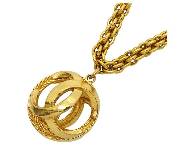Collier Chanel Coco Mark plaqué or Doré