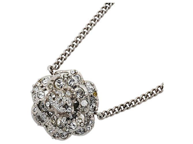 Collar Chanel Plateado con logo Coco y Camelia Plata