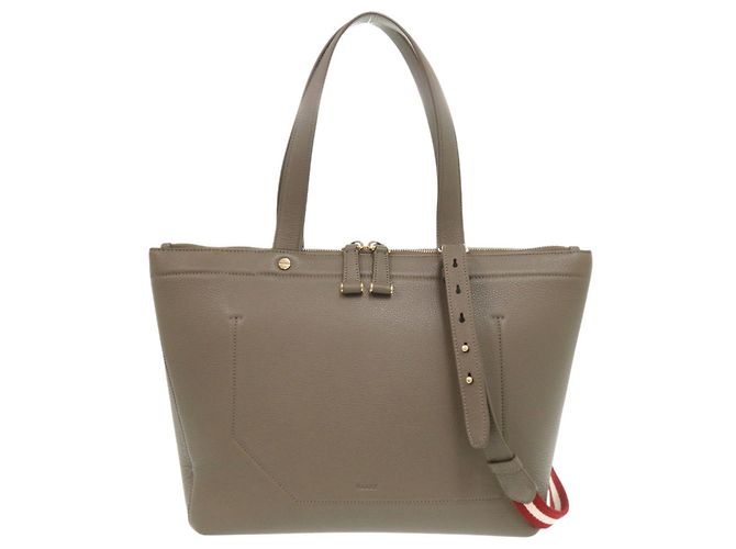 Bally Leather Greige 2-Way Tote Bag Grey
