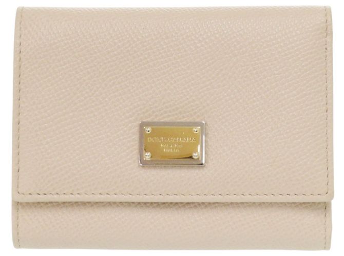 Dolce & Gabbana Beige Leather Tri-fold Wallet