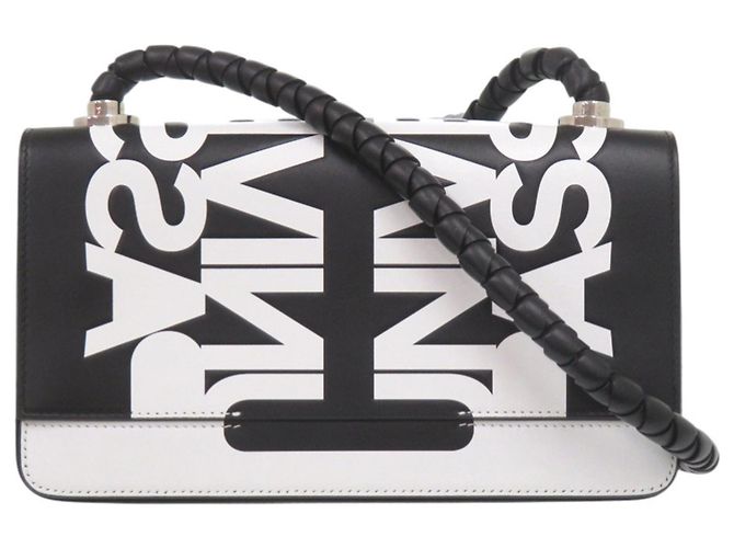 Bolsa de ombro Burberry em couro preto e branco