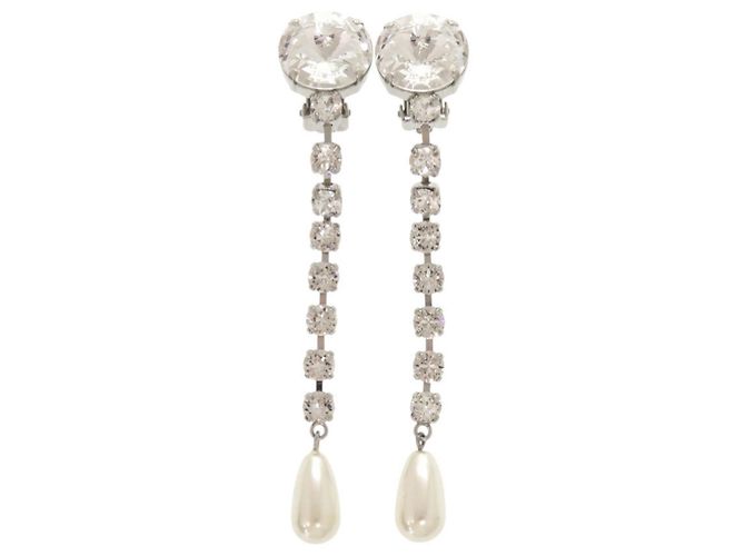 Orecchini Miu Miu in argento con cristalli e perle finte