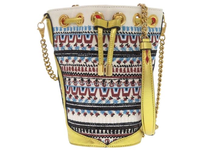 Borsa a secchiello Christian Louboutin LOUBIPHORE Bianco Rosso Multicolore D'oro